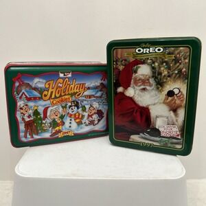 Lot Of Two Vintage 1997 Holiday Tins 1 - Oreo & 1 - Keebler